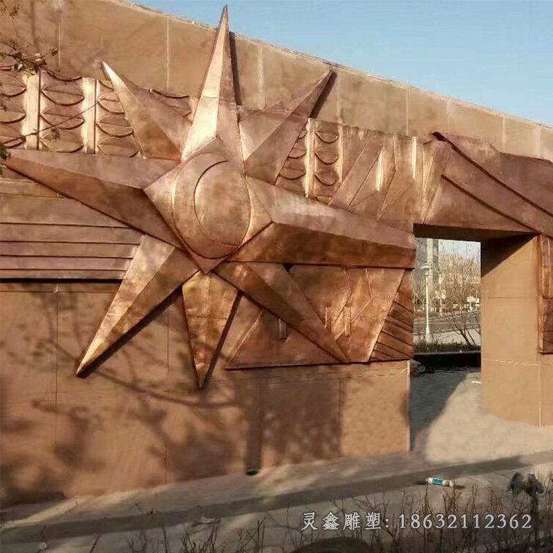 玻璃钢仿铜厚德载物浮雕壁画文化墙雕塑 广场背景墙景观摆件定制21010