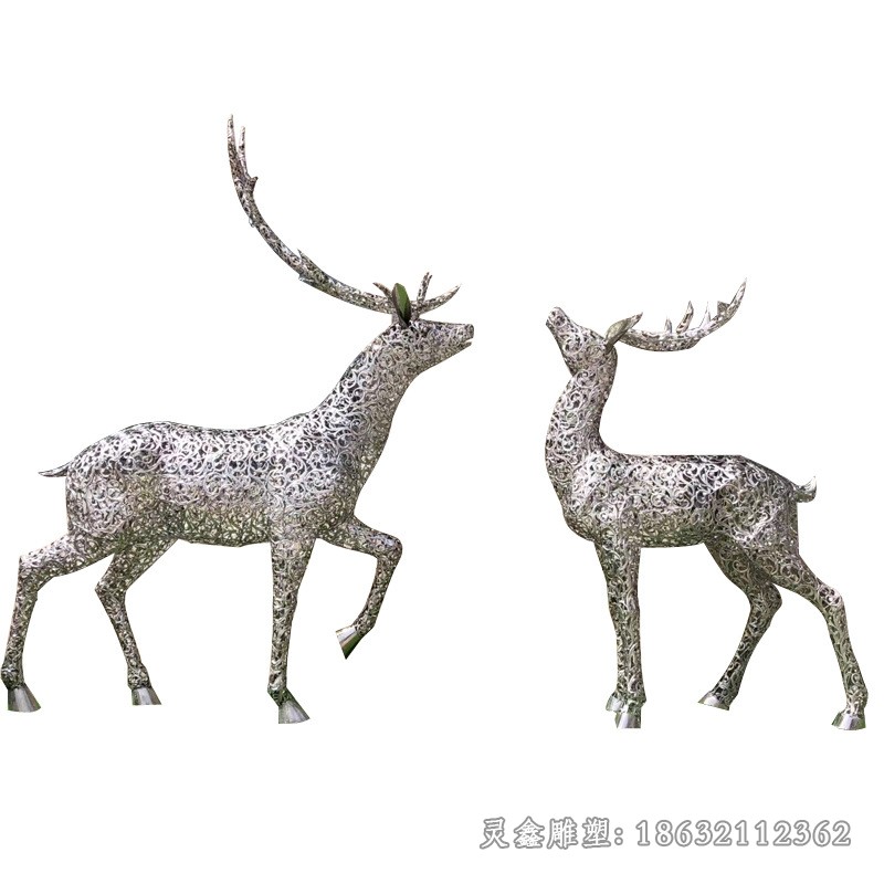 镂空鹿景观不锈钢雕塑