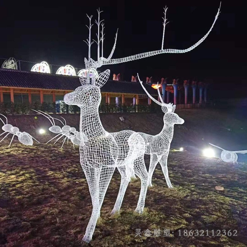 发光鹿广场不锈钢雕塑