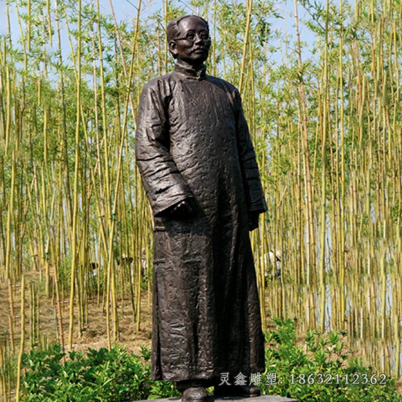 蔡元培雕塑，公园人物铜雕 (3)