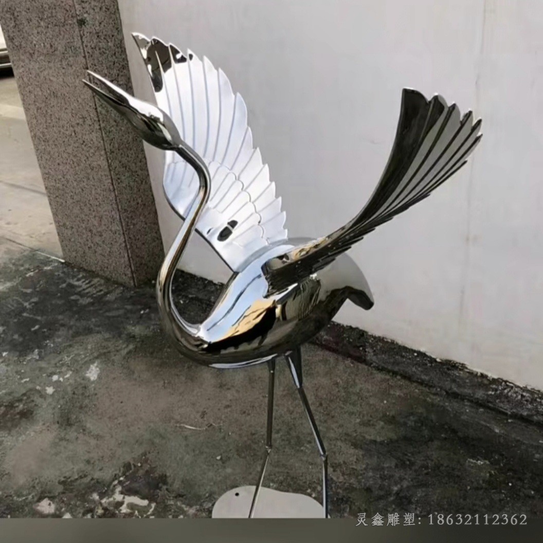 仙鹤校园不锈钢景观雕塑