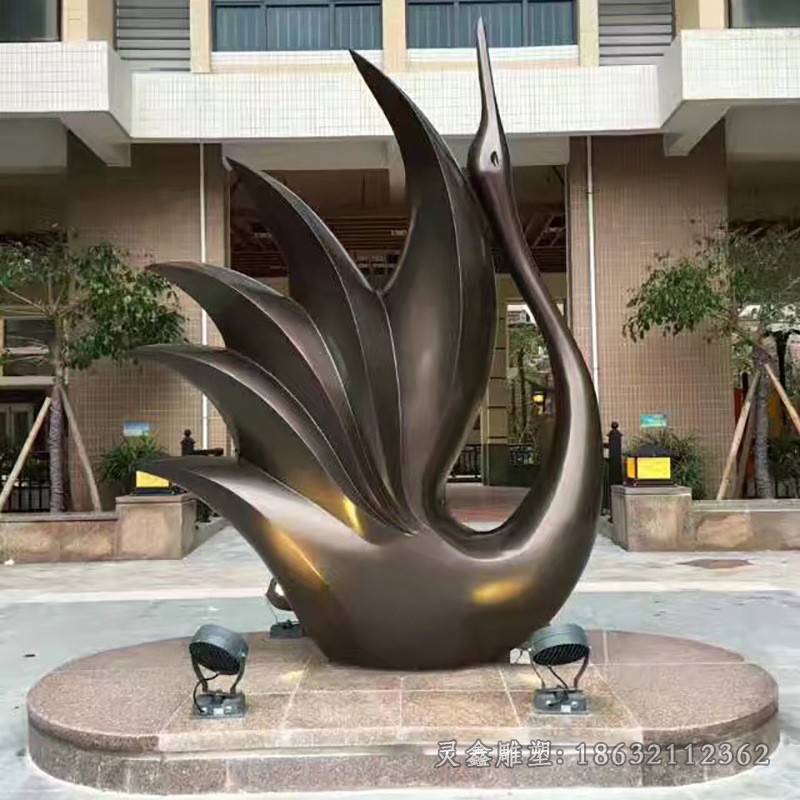 镜面仙鹤户外不锈钢雕塑