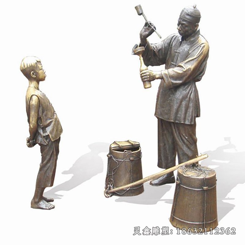 打酱油民俗小品景观铜雕