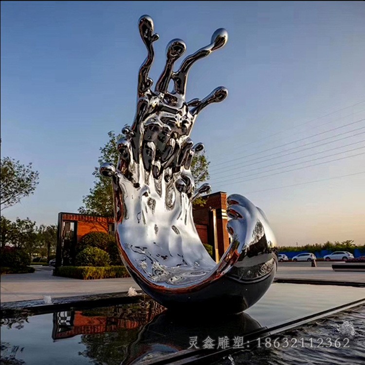 抽象海浪小区不锈钢雕塑