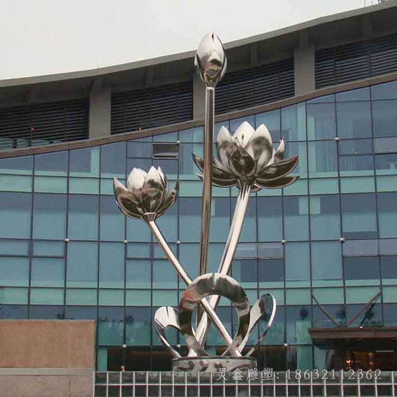 荷花校园镜面不锈钢雕塑