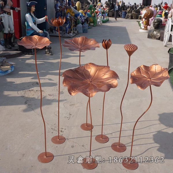 镜面荷花街边不锈钢雕塑