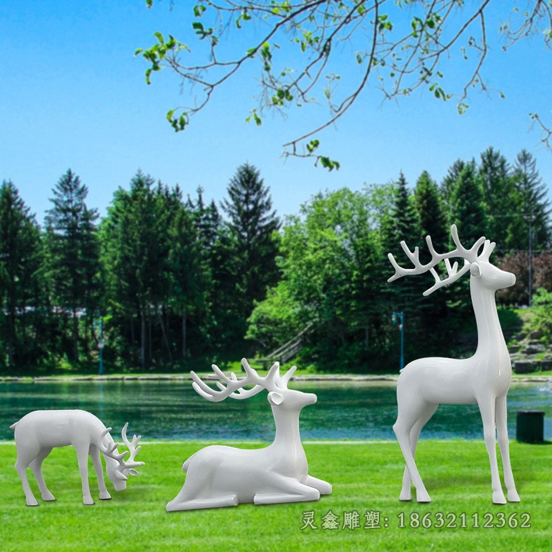 彩绘鹿园林不锈钢景观雕塑