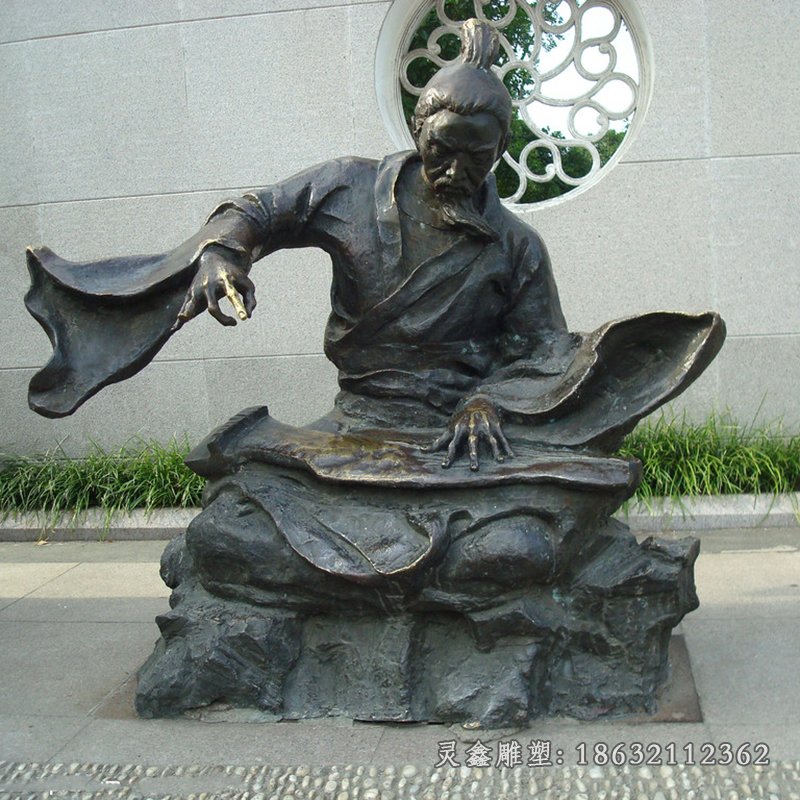 广场古人弹古筝铜雕