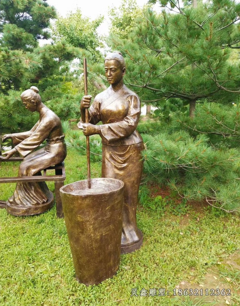 纺织古代景观铜雕