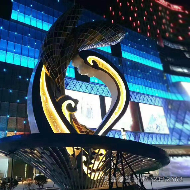 彩绘海豚商场不锈钢雕塑