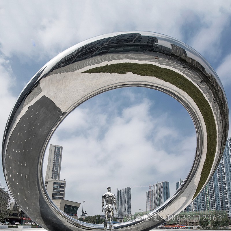 镜面圆环户外不锈钢景观雕塑