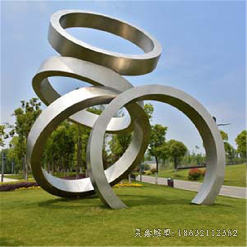 抽象圆环小区不锈钢景观雕塑