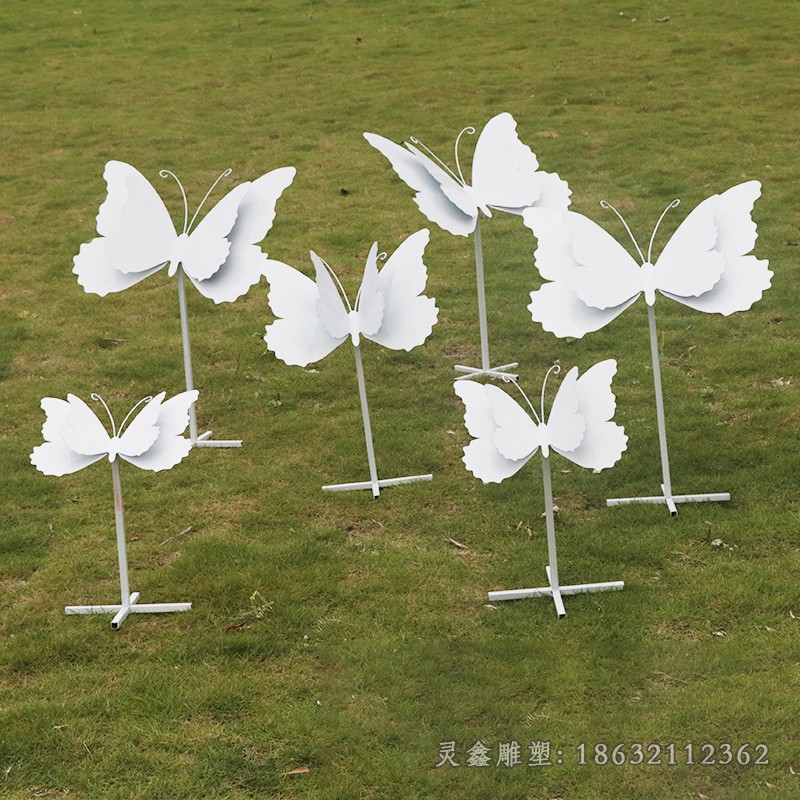 不锈钢白色蝴蝶公园雕塑