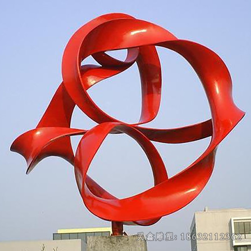 红色彩带广场不锈钢雕塑
