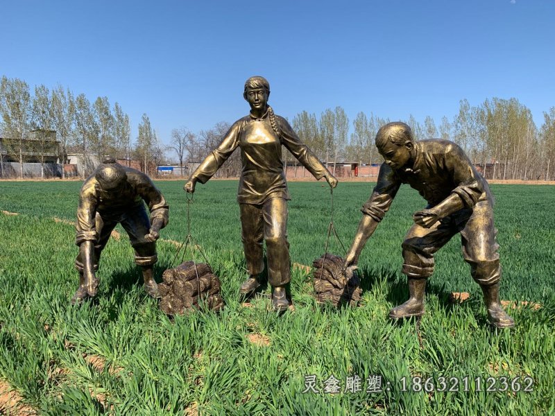 割稻子公园景观铜雕