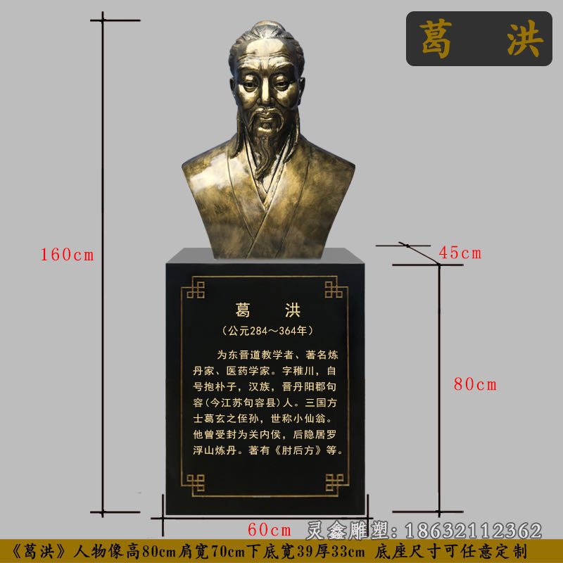 葛洪名医人物铜雕