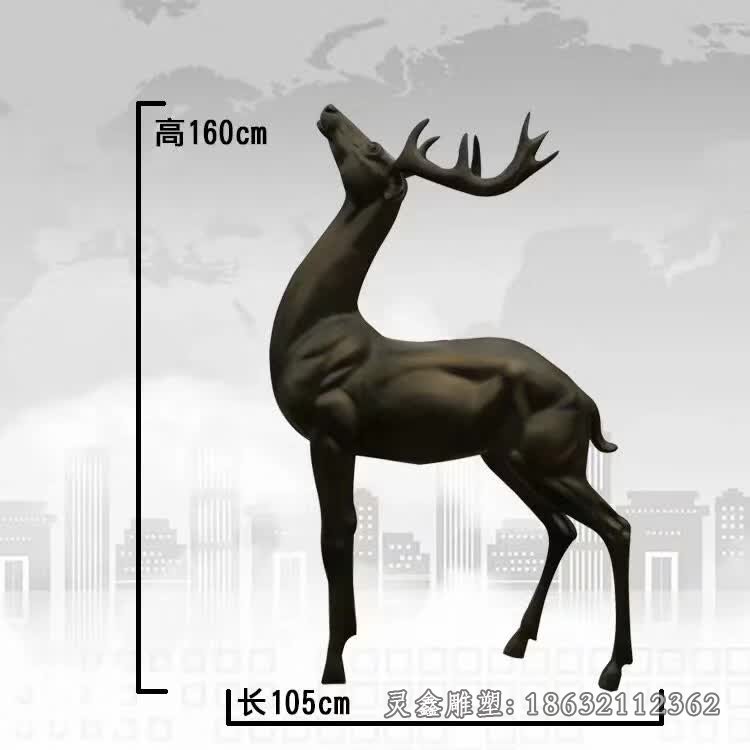 黑色鹿卧姿动物铜雕