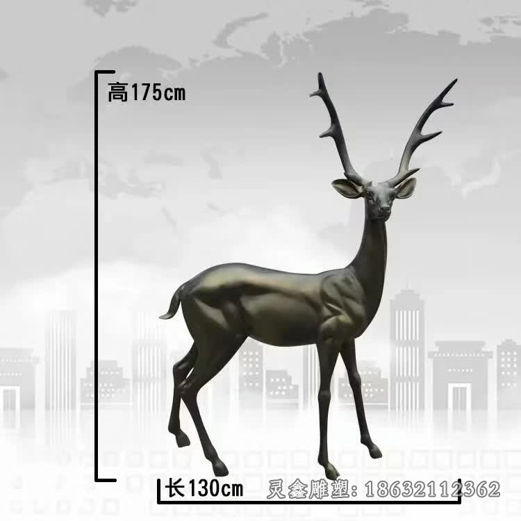 叉角鹿动物景观铜雕