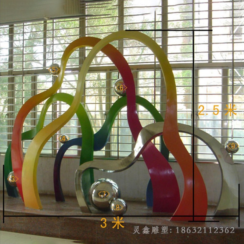 不锈钢彩色飘带公园景观雕塑