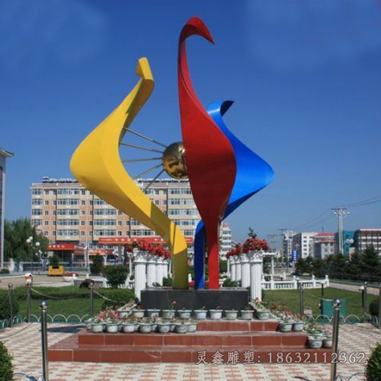 彩绘企业标志不锈钢雕塑