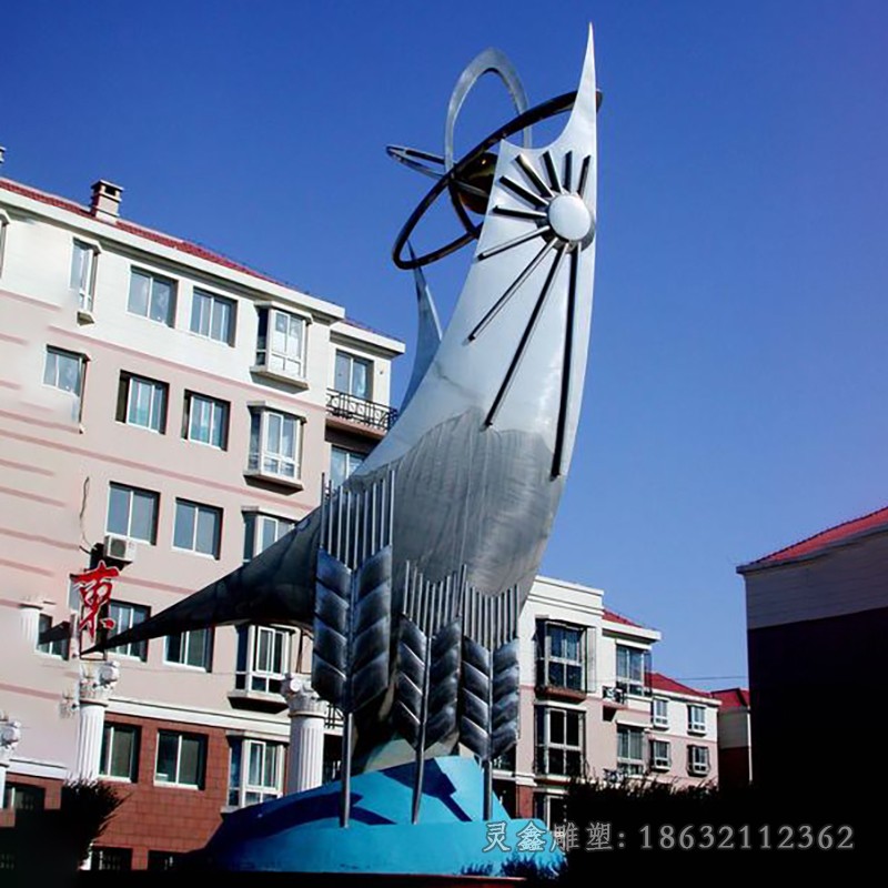 不锈钢抽象小区标志雕塑