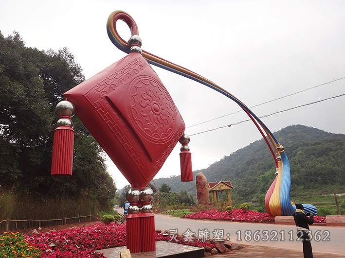 不锈钢中国结拱门景观雕塑