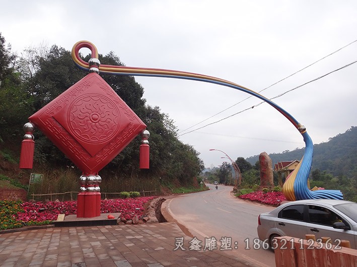 不锈钢中国结拱门景观雕塑
