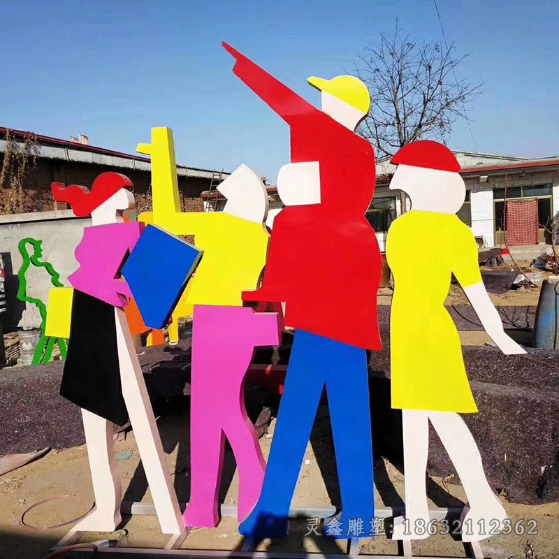 不锈钢抽象购物人物雕塑