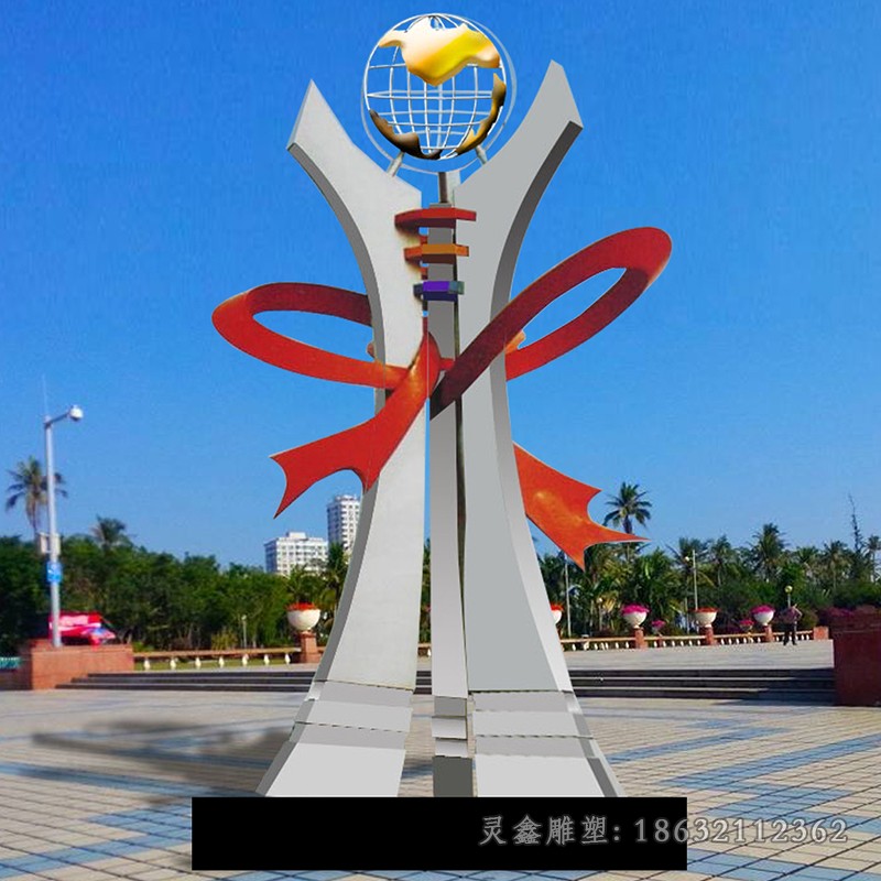 不锈钢景观抽象企业雕塑