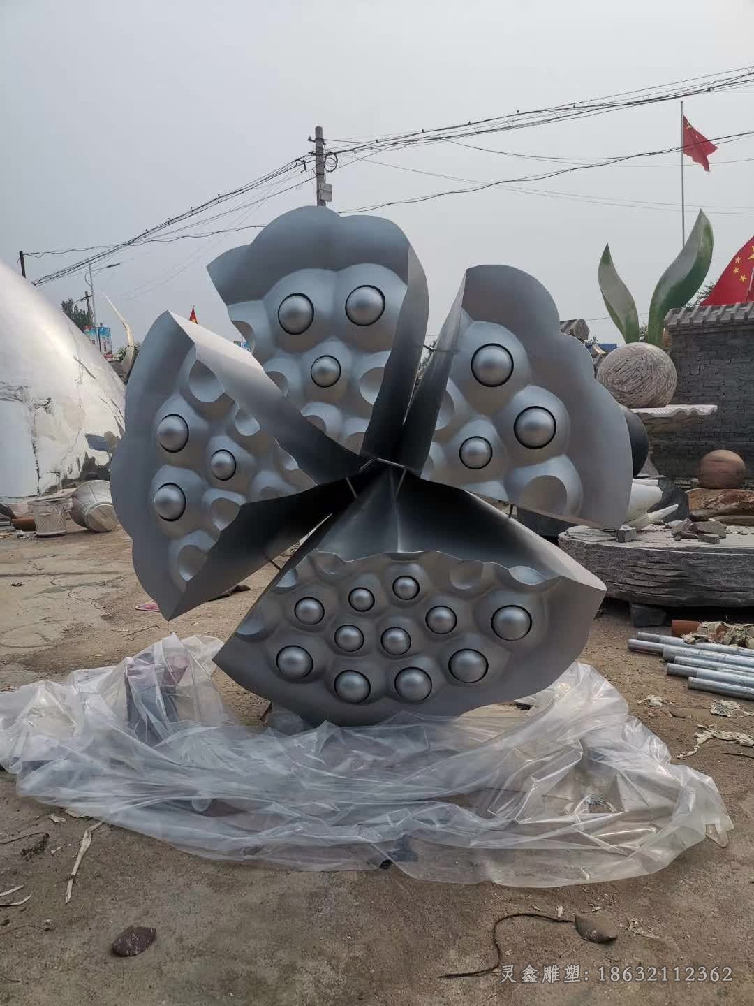 不锈钢抽象莲蓬景观雕塑 