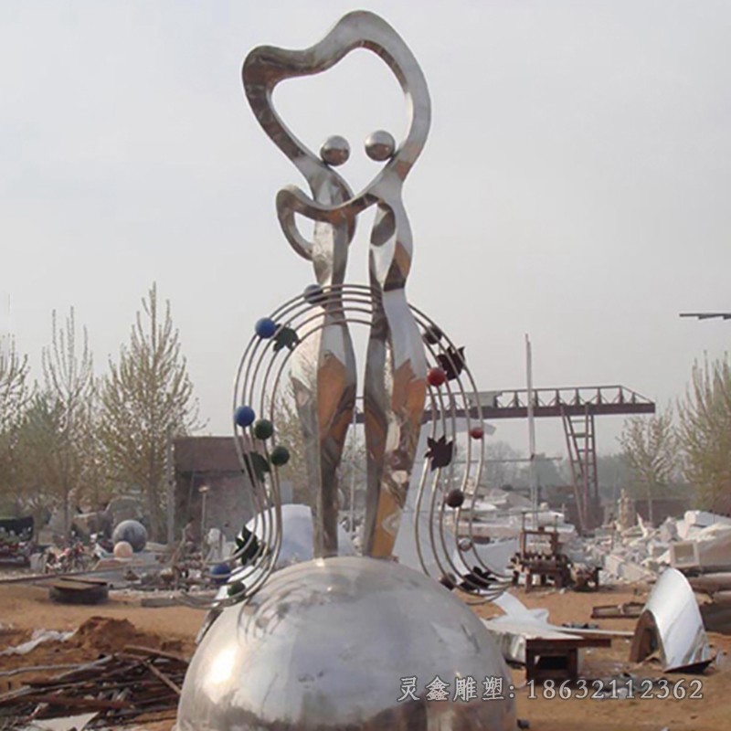 不锈钢抽象跳舞广场景观雕塑