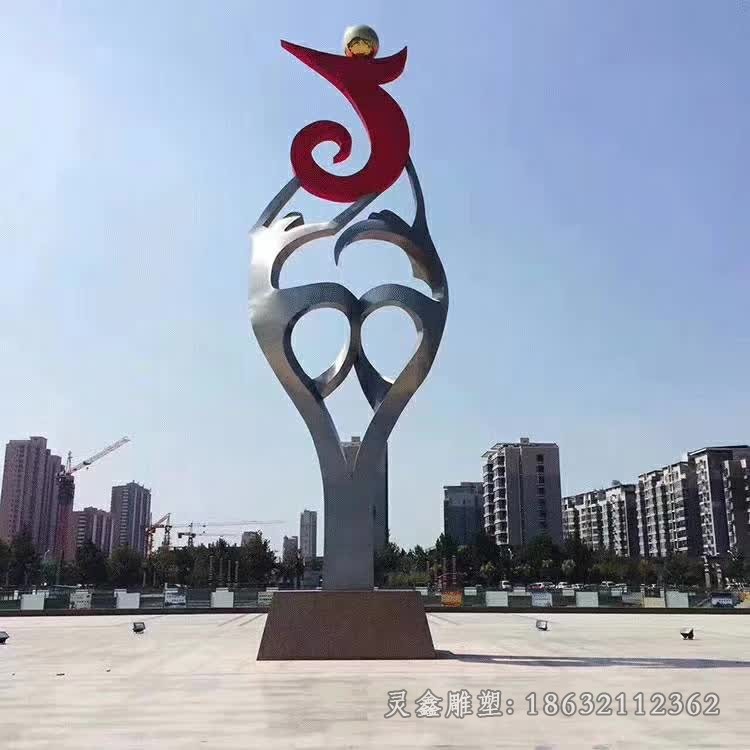 不锈钢抽象跳舞人物景观雕塑