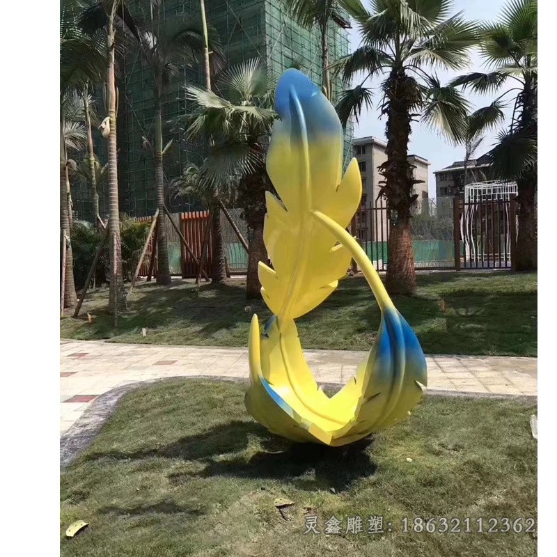 不锈钢抽象羽毛景观雕塑