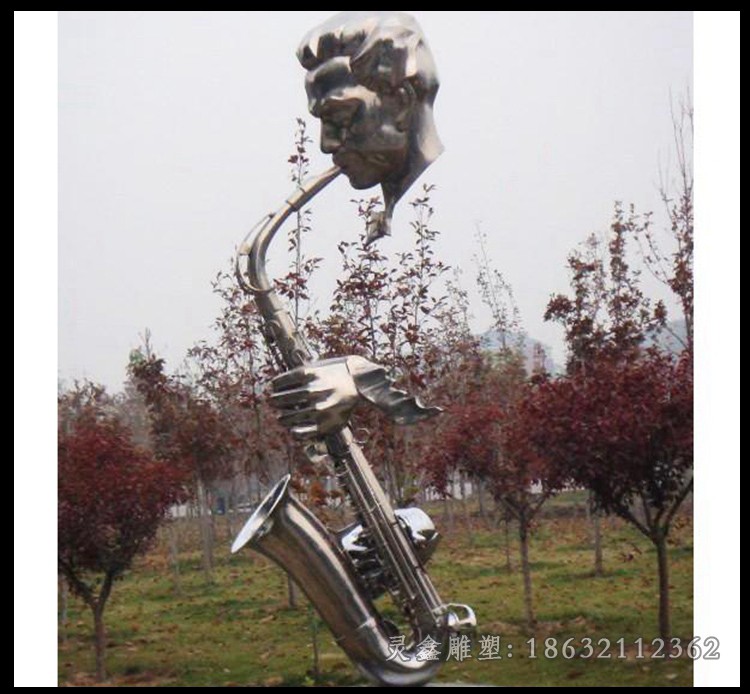 不锈钢吹萨克斯人物雕塑