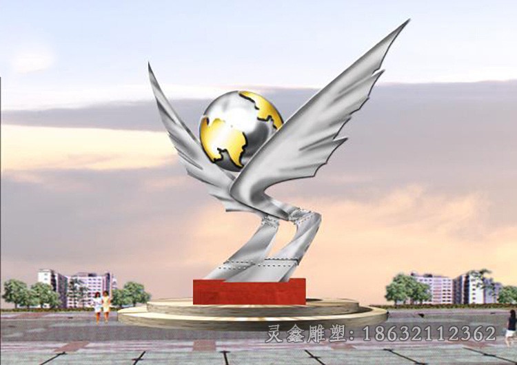 不锈钢地球仪广场雕塑