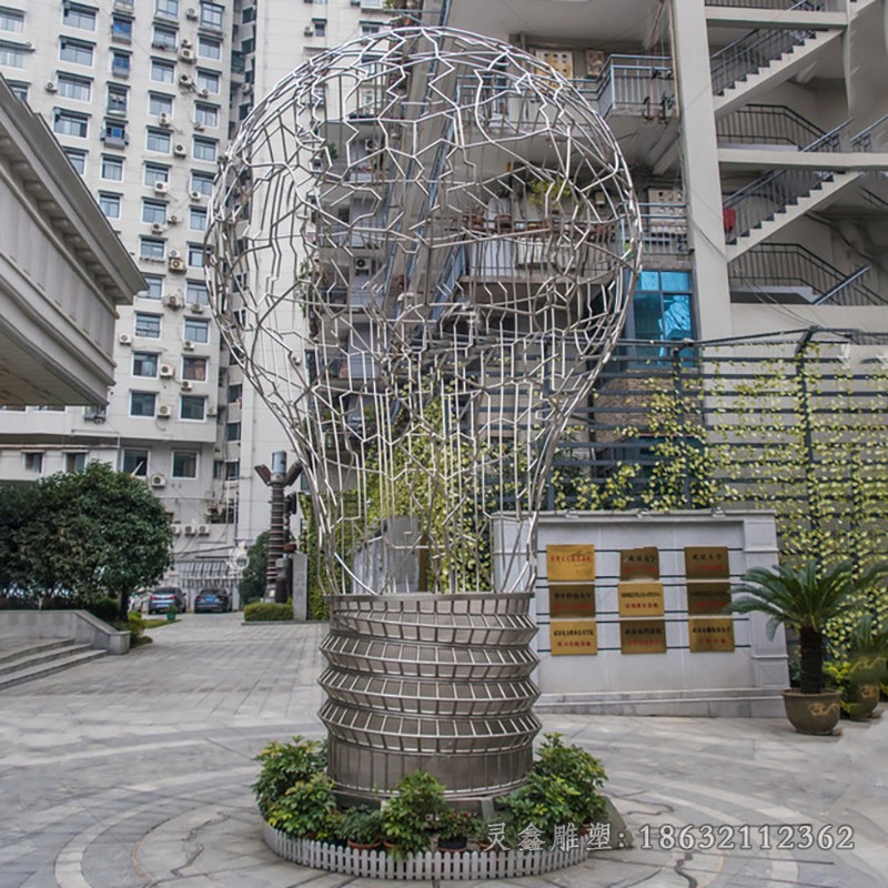 不锈钢灯泡小区景观雕塑