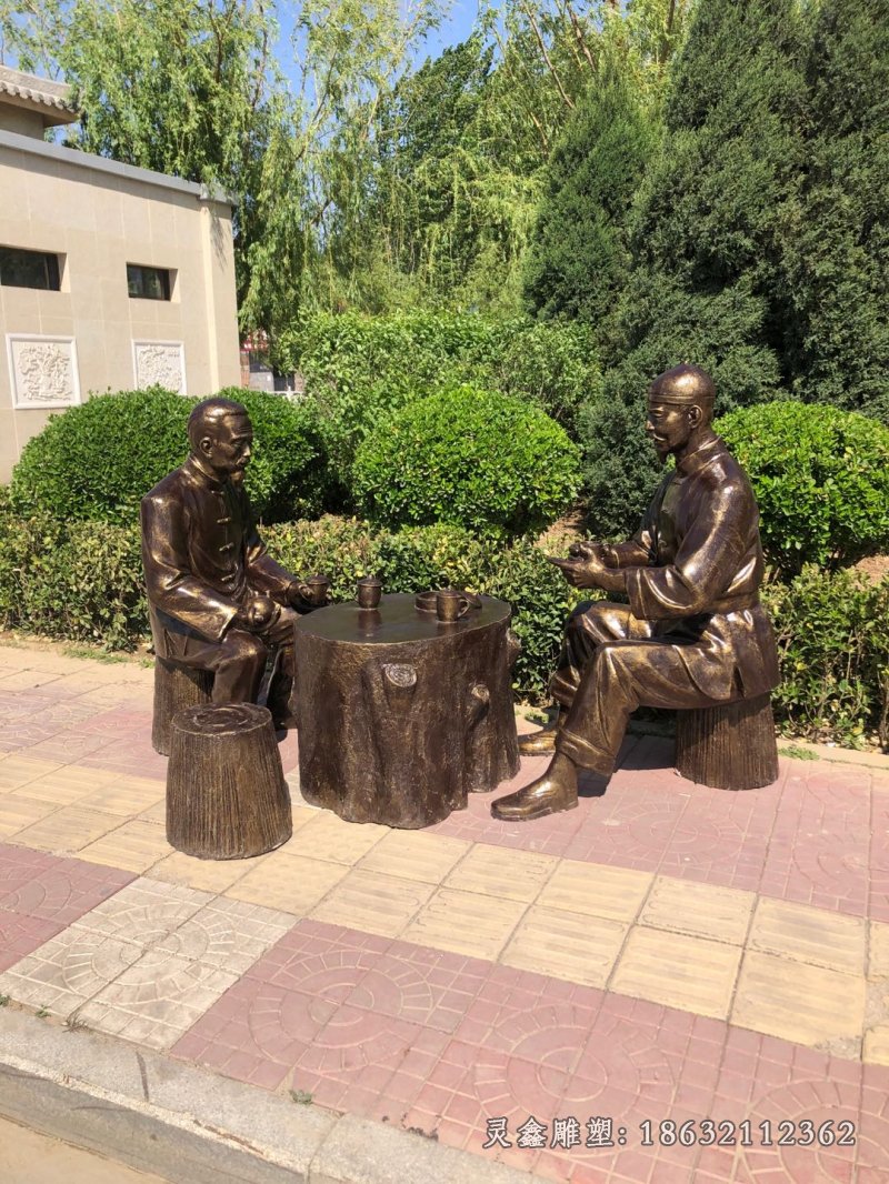 喝茶人物铜雕 (7)