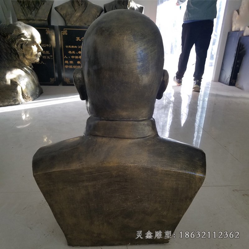 黄炎培胸像雕塑，仿铜玻璃钢名人 (3)