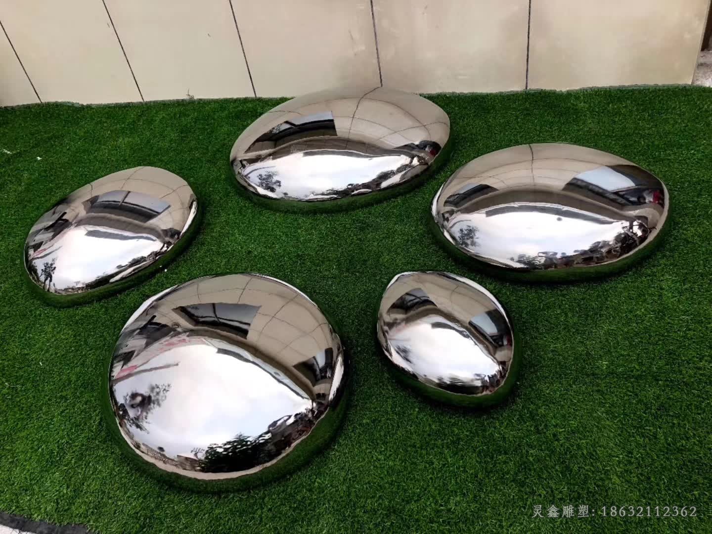 鹅卵石户外不锈钢景观雕塑