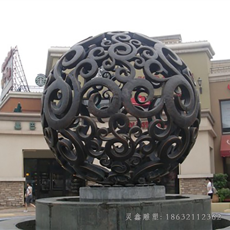 发光镂空球广场不锈钢雕塑