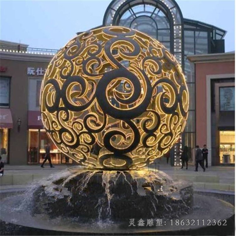 发光镂空球商场不锈钢雕塑
