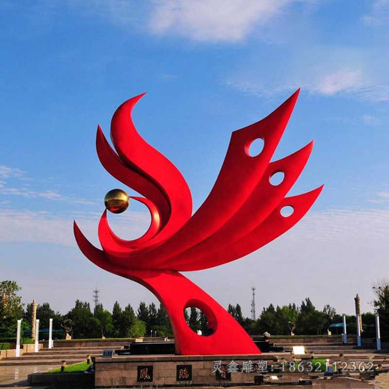 神兽凤凰校园不锈钢雕塑
