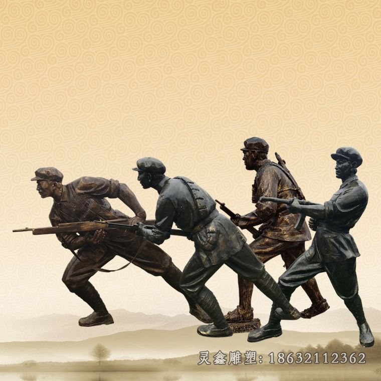 举枪红军人物铜雕 (26)