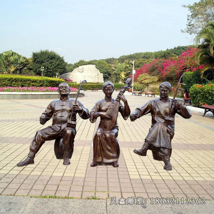 拉二胡人物铜雕 (2)