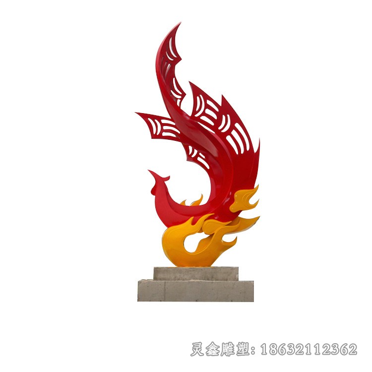不锈钢火焰凤凰广场雕塑