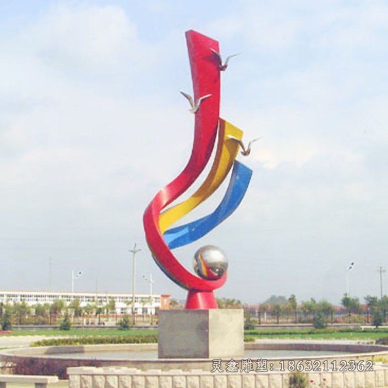 不锈钢彩带小区景观铜雕