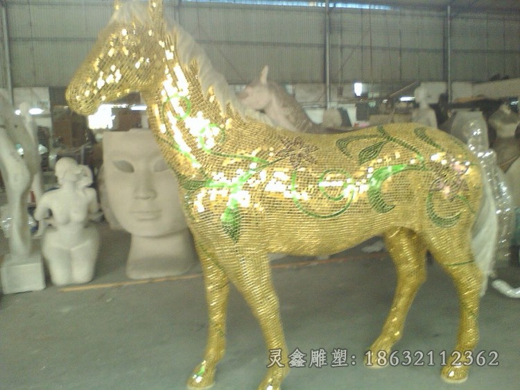 不锈钢彩绘动物马雕塑