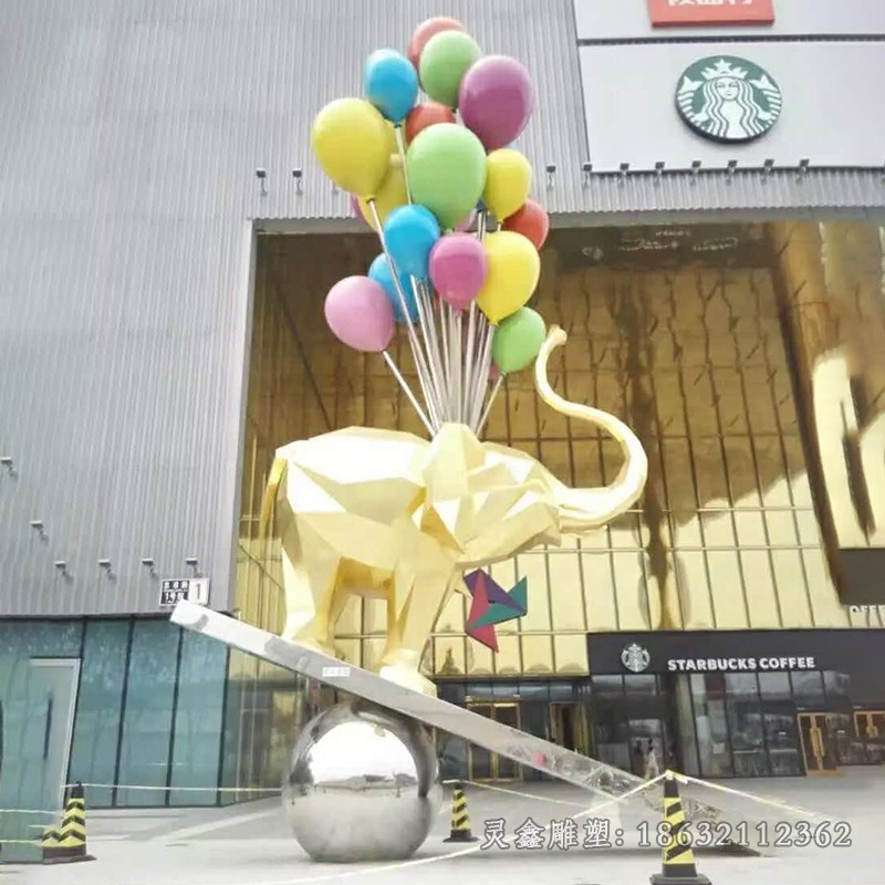 抽象小象广场不锈钢雕塑