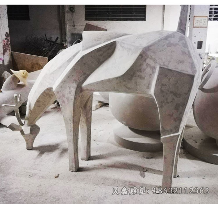 抽象小鹿庭院不锈钢景观雕塑