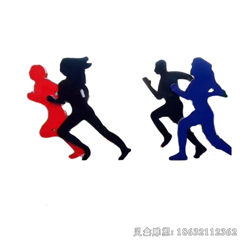 彩绘抽象人物运动不锈钢雕塑